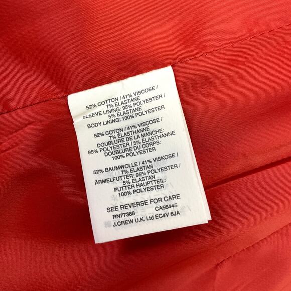 J. Crew Stretch Cotton Coral Women's Blazer Jacket 6P Single Breasted Tailored - Picture 13 of 16